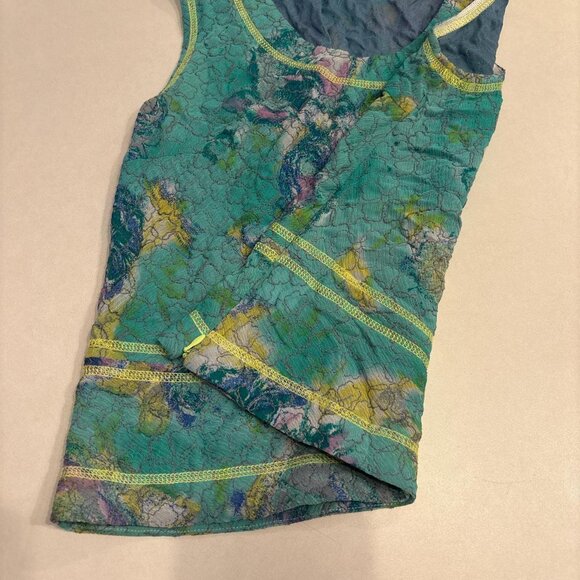 Vintage Gregory Parkinson 100% silk Green and blue mesh sleeveless blouse - Picture 2 of 5